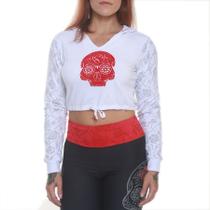 Moleton curto capuz branco - black skull - clothing (g) Moleton curto capuz branco - black skull - clothing (g)