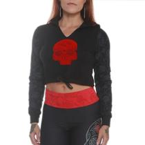 Moleton curto capuz preto - black skull - clothing (g)