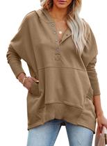 Moletons casuais soltos com decote em V PRETTYGARDEN para mulheres