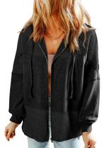 Moletons com capuz Dokotoo Waffle Stitch Spliced Oversize para mulheres