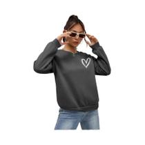 Moletons Femininos Com Estampa De Coração, Casuais E Confortáveis, Hoodies De Gola Redonda, Roupas