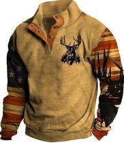 Moletons masculinos astecas ocidentais da ZOCAVIA, pulôver com estampa geométrica étnica, moletons vintage com gola alta e capuz com botões, bandeira americana, marrom, 2, GG Moletons masculinos astecas ocidentais da ZOCAVIA, pulôver com estampa geométrica étnica, moletons vintage com gola alta e capuz com botões, bandeira americana, marrom, 2, GG