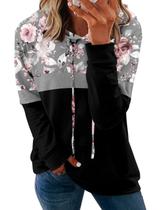 Moletons Onlypuff para mulheres com capuz floral rosa x3