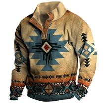 Moletons ZOCAVIA Aztec Print Vintage Stand Collar para homens Moletons ZOCAVIA Aztec Print Vintage Stand Collar para homens