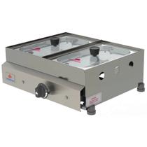 Molheira De Mesa Pr-02 G Style Com 2 Cubas A Gás Baixa Pressão Aço Inox Para Restaurantes Lanchonetes Buffet