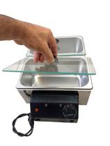 Molheira Inox 5 Kg 2 Cubas 2,5kg tampa de vidro