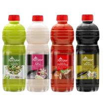 Molho De 900ml Cada De Shoyu, Salada, Pimenta E Alho