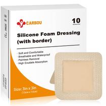 Molho de espuma de silicone CARBOU Waterproof Wound Care, pacote com 10
