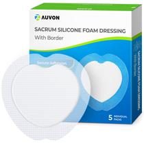 Molho de espuma de silicone Sacral AUVON 18x18cm, pacote com 5, impermeável Molho de espuma de silicone Sacral AUVON 18x18cm, pacote com 5, impermeável