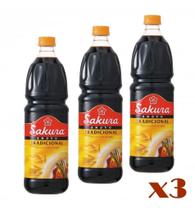 Molho Shoyu Tradicional Sakura 1 Litro - (Kit com 3) Molho Shoyu Tradicional Sakura 1 Litro - (Kit com 3)
