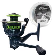 Molinete Alumínio 3 Rolamentos Jau Pesca + Linha mono