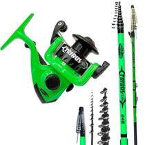 Molinete Ultra Light Verde Drag 3kg Vara Telescópica Tribus