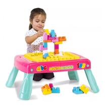 Molto Blocks Mesinha Infantil Criativa Educativa Rosa Baby Land 20 Blocos Cardoso Toys