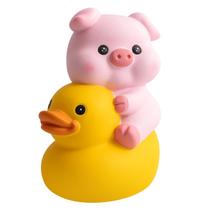 Money Bank Creative Pig Riding Duck PVC para crianças 16x13x23cm