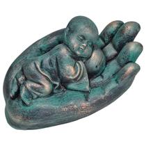 Monge Buda Budinha Dormindo Na Mão Enfeite Escultura Resina - M3 Decoração