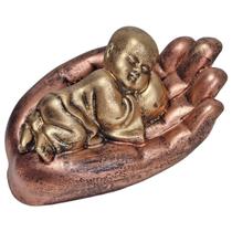 Monge Buda Budinha Dormindo Na Mão Enfeite Escultura Resina - M3 Decoração
