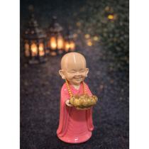 Monge Buda Flor de Lótus 3D 10cm Decoração Zen Casa Monge Buda Flor de Lótus 3D 10cm Decoração Zen Casa