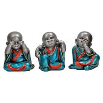 Monge Buda Hindu Trio Não Falo Vejo Escuto Várias Cores 9cm