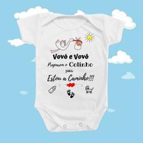 Monibeni Roupinha Body de Bebê Vovô e Vovó Estou a Caminho Anunciação de Gestação Cegonha Presente Monibeni Roupinha Body de Bebê Vovô e Vovó Estou a Caminho Anunciação de Gestação Cegonha Presente