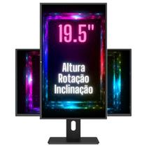 Monitor 19.5" LED Ergonômico Ajuste de altura, rotação vertical, rotação horizontal, inclinação, Widescreen, 2ms, 75Hz, HD+, HDMI, VESA, HQ Pro 195HQA