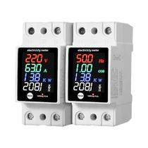 Monitor AC 6 Em 1 Para Trilho DIN 110V 220V 380V 100A: Medidor De Tensão, Corrente, Fator De Monitor AC 6 Em 1 Para Trilho DIN 110V 220V 380V 100A: Medidor De Tensão, Corrente, Fator De