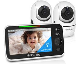 Monitor de Bebê HelloBaby 5" com 2 Câmeras - Visão Noturna e Bateria de 26h