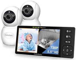 Monitor de Bebê HelloBaby 720P HD - 5,5" com 2 Câmeras