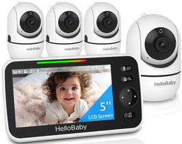 Monitor de Bebê HelloBaby HB6550 - 5 Polegadas, 4 Câmeras e Bateria de 26 Horas