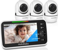 Monitor de Bebê HelloBaby HB6550 - 5 Polegadas com 3 Câmeras