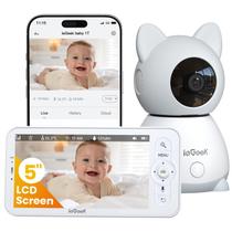 Monitor de bebé ieGeek con cámara 2K de 5" y modo PTZ WiFi Dual
