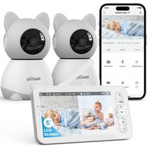 Monitor de bebê IEGeek, tela dividida, vídeo 2K com 2 câmeras de 5"
