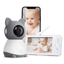 Monitor de bebê Yeluor 2K com câmera e áudio, tela de 5 polegadas, visão noturna