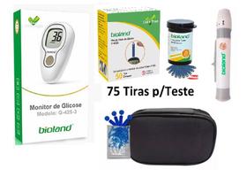 Monitor De Diabetes Completo com 75 Tiras 25 Lancetas e Lancetador Bioland Monitor De Diabetes Completo com 75 Tiras 25 Lancetas e Lancetador Bioland