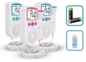 Monitor De Frequência Cardíaca Bebe Fetal Doppler JSLT501 AZUL. Acompanha PILHAS e GEL Para Ultrassom 100g Incolor.