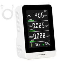 Monitor de qualidade do ar LFURDEM 5 em 1 para CO2/TVOC/HCHO/temperatura/umidade
