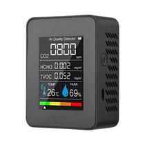 Monitor Digital De Qualidade Do Ar Recarregável 5 Em 1 Testador De CO2 HCHO TVOC Umidade Temperatura