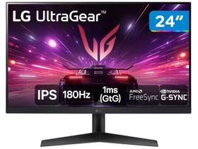 Monitor Gamer 180Hz UltraGear 1ms (GtG) LG 24GS60F-B 24" Full HD IPS NVIDIA G-SYNC AMD FreeSync HDR10 sRGB 99% HDMI DisplayPort