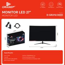 Monitor Gamer 27 Polegadas Curvo 1ms 200Hz 240Hz FHD HDMI DP Alta Nitidez Tela VA
