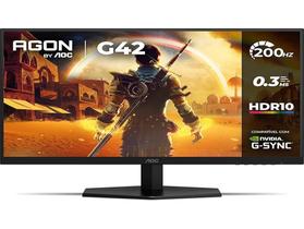 Monitor Gamer AOC 27", Full HD, 200Hz, 0.3ms, IPS, G-Sync, HDR, Ângulo Ajustável, Preto - 27G42HE