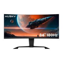 Monitor Gamer Curvo Husky Tempest 34, Ultrawide, 180Hz, QHD, 1ms, DisplayPort e HDMI, Adaptive Sync, 99 sRGB, Preto HGMT005