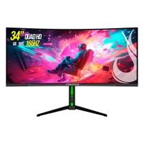 Monitor Gamer Curvo Rise Mode 34", QHD, 165hz, 1ms, VA, Preto, DisplayPort e HDMI, sRGB 110%, Ajuste altura - RM-MOG-34C1652K-B