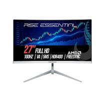 Monitor Gamer Curvo Rise Mode Essential 27", Full HD, 100Hz, VA, FreeSync, HDR 400, HDMI e VGA, Branco - RM-MOG-27C100FH-W