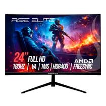 Monitor Gamer Curvo Rise Mode Prime 24", Full HD, 180Hz, 1ms, IPS, FreeSync, HDR 400, HDMI e VGA, Preto - RM-MOG-24C180FH-B Monitor Gamer Curvo Rise Mode Prime 24", Full HD, 180Hz, 1ms, IPS, FreeSync, HDR 400, HDMI e VGA, Preto - RM-MOG-24C180FH-B