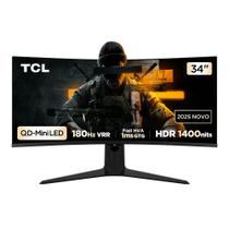 Monitor Gamer Curvo TCL 34" QD Mini LED WQHD 180Hz 2 HDMI HDR1400 34R83Q