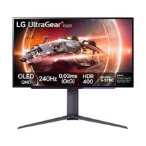 Monitor Gamer LG UltraGear OLED 27" QHD, 240Hz, 0.03ms, HDMI, DP e USB, NVIDIA G-SYNC, AMD FreeSync, HDR400, Preto - 27GS95QE-B