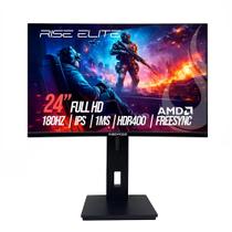 Monitor Gamer Rise Mode Prime 24", FHD, 180Hz, 1ms, IPS, FreeSync, HDR 400, HDMI e DP, Altura Ajustável, Preto - RM-MOGL-24F180FH-B