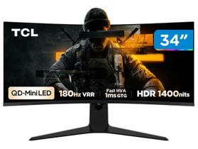 Monitor Gamer TCL 34" WQHD MiniLED 180Hz 34R83Q Curvo Ultrawide Monitor Gamer TCL 34" WQHD MiniLED 180Hz 34R83Q Curvo Ultrawide