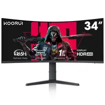 Monitor KOORUI de 34 polegadas, curvo ultra-largo, 144 Hz, 165 Hz, WQHD, 3440 x 1440
