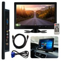 Monitor LCD 10 Automotivo 12V IPS HD HDMI VGA AV USB BNC Para Câmera de Ré DVR CFTV Universal Alta Definição