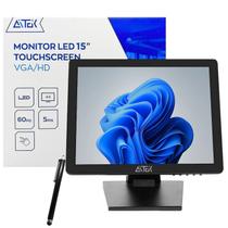 Monitor LED Touchscreen 15" 60Hz com Caneta Touch Resolução HD (1024x768) Entradas VGA, AV, HD e USB - Aitek